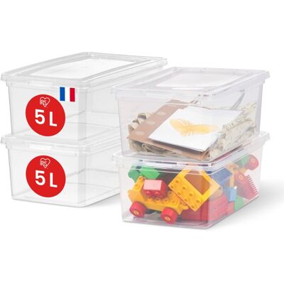 Iris Ohyama Petites Boites de Rangement Plastique Multi-Usages 5L Lot de 4 Transparent CNL-5E - Publicité Iris Ohyama Petites Boites de Rangement Plastique Multi-Usages 5L Lot de 4 Transparent CNL-5E - Publicité