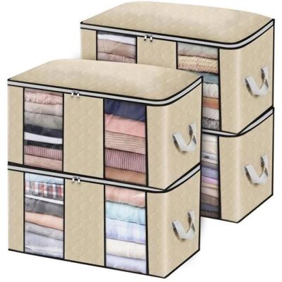 XUIGOR HOUSSEDERANGEMENT-HOUSSESOUS-VIDELotde4Houssederangementpliable-60X40X35cm84LSacdeRangementpourvêtementsBEIGE Label Beige - Publicité XUIGOR HOUSSEDERANGEMENT-HOUSSESOUS-VIDELotde4Houssederangementpliable-60X40X35cm84LSacdeRangementpourvêtementsBEIGE Label Beige - Publicité