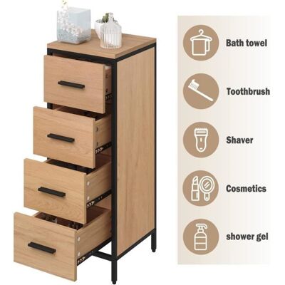 EUGAD Armoire avec 4 Tiroirs Étagés Commode de Rangement en Bois Artificiel et MDF Cadre en Métal Noir 30x30x82cm Jaune - Publicité EUGAD Armoire avec 4 Tiroirs Étagés Commode de Rangement en Bois Artificiel et MDF Cadre en Métal Noir 30x30x82cm Jaune - Publicité