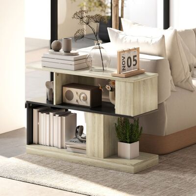 Generic Table dappoint en forme S bout de canapé à 3 niveaux étagères de rangement 90 x 30 x 61 cm effet bois naturel noir Noir - Publicité Generic Table dappoint en forme S bout de canapé à 3 niveaux étagères de rangement 90 x 30 x 61 cm effet bois naturel noir Noir - Publicité