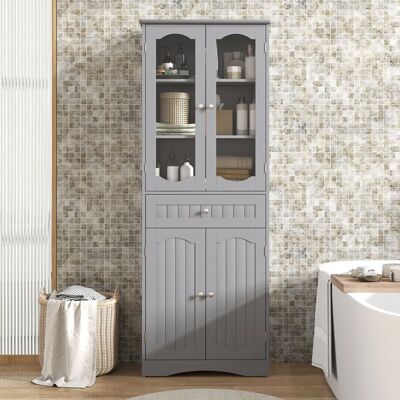 COSTWAY Colonne Salle de Bain Armoire Haute à 4 Portes 1 Tiroir 2 Etagères Réglables Salle de Bain Cuisine 60x30x160 cm Gris Gris - Publicité COSTWAY Colonne Salle de Bain Armoire Haute à 4 Portes 1 Tiroir 2 Etagères Réglables Salle de Bain Cuisine 60x30x160 cm Gris Gris - Publicité