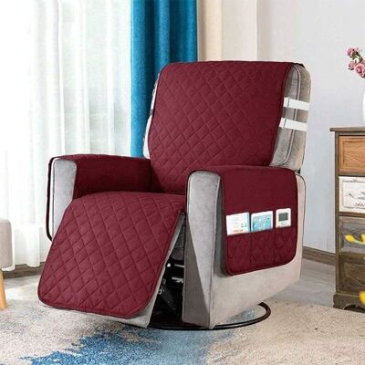 Housse Fauteuil Relax - Matelassé - Anti-dérapant - 2 Sangles de Serrage - 6 Poches de Rangement Rouge - Publicité Housse Fauteuil Relax - Matelassé - Anti-dérapant - 2 Sangles de Serrage - 6 Poches de Rangement Rouge - Publicité