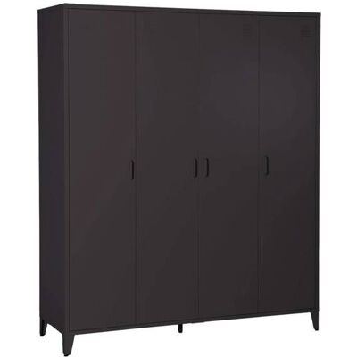 SWEEEK Armoire chambre dressing industriel métal noir 4 portes. 10 étagères. 1 penderie Noir - Publicité SWEEEK Armoire chambre dressing industriel métal noir 4 portes. 10 étagères. 1 penderie Noir - Publicité