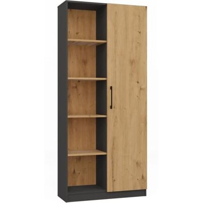 Topeshop Villme Bibliothèque Minimaliste - 1 Porte, 10 étagères - 80x30x182 cm - Publicité Topeshop Villme Bibliothèque Minimaliste - 1 Porte, 10 étagères - 80x30x182 cm - Publicité