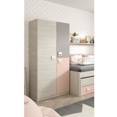 PEGANE Armoire enfant avec 2 portes coloris blanc alpes - rose - 200 x 90 x 52 cm Blanc - Publicité PEGANE Armoire enfant avec 2 portes coloris blanc alpes - rose - 200 x 90 x 52 cm Blanc - Publicité