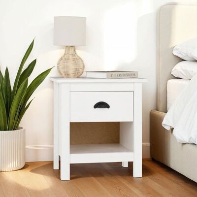 Idimex Table de chevet blanche TILLY H 50 cm en bois massif avec 1 tiroir et 1 étagère table de nuit pour chambre Blanc - Publicité Idimex Table de chevet blanche TILLY H 50 cm en bois massif avec 1 tiroir et 1 étagère table de nuit pour chambre Blanc - Publicité
