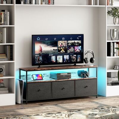 COZIFOME Meuble TV Noir Armoire TV Bas avec Eclairage LED 3 Tiroirs Compartiments Armoire TVRangement Pratique137x30x57cm Noir - Publicité COZIFOME Meuble TV Noir Armoire TV Bas avec Eclairage LED 3 Tiroirs Compartiments Armoire TVRangement Pratique137x30x57cm Noir - Publicité