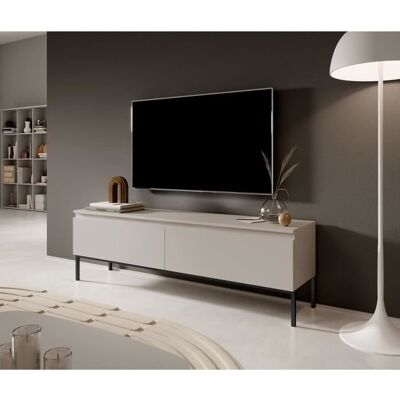 Meuble TV - SELSEY - BEMMI - 150 cm - taupe (gris-beige) - finition mate Beige - Publicité Meuble TV - SELSEY - BEMMI - 150 cm - taupe (gris-beige) - finition mate Beige - Publicité