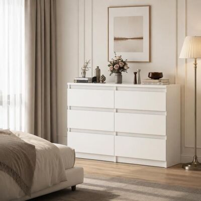 YITAHOME Commode Bois 6 Tiroirs Blanc Meuble Rangement Chambre Buffet Chevet Moderne 100x30x70cm Blanc - Publicité YITAHOME Commode Bois 6 Tiroirs Blanc Meuble Rangement Chambre Buffet Chevet Moderne 100x30x70cm Blanc - Publicité