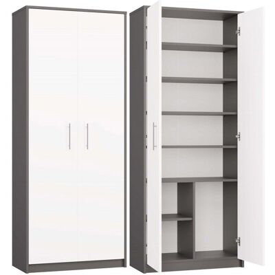 CDF PARLA - Armoire 6 étagères - 180x74x35cm - Meuble de rangement - Chene & Blanc - Publicité CDF PARLA - Armoire 6 étagères - 180x74x35cm - Meuble de rangement - Chene & Blanc - Publicité