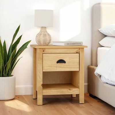 Idimex Table de chevet TILLY H 50 cm en bois massif finition laquée avec 1 tiroir et 1 étagère table de nuit pour chambre Marron - Publicité Idimex Table de chevet TILLY H 50 cm en bois massif finition laquée avec 1 tiroir et 1 étagère table de nuit pour chambre Marron - Publicité