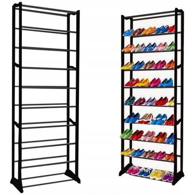 Meuble à chaussures en métal pour 30 paires de chaussures Noir - Publicité Meuble à chaussures en métal pour 30 paires de chaussures Noir - Publicité