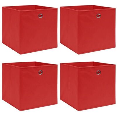 Boîtes de rangement - Rouge - 32x32x32 cm - Tissu intissé - Pliable - 4 pièces Rouge - Publicité Boîtes de rangement - Rouge - 32x32x32 cm - Tissu intissé - Pliable - 4 pièces Rouge - Publicité
