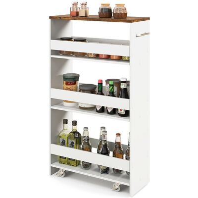 GIANTEX Desserte de Cuisine avec Roulettes à 4 Niveaux Chariot de Service Étroit avec Poignée 475 x 20 x 805 cm Blanc+Marron Blanc - Publicité GIANTEX Desserte de Cuisine avec Roulettes à 4 Niveaux Chariot de Service Étroit avec Poignée 475 x 20 x 805 cm Blanc+Marron Blanc - Publicité