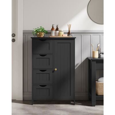 Meuble bas de salle de bain - VASAGLE - Meuble Salle de Bain Rangement - avec 4 Tiroirs et 1Porte Noir dencre Noir - Publicité Meuble bas de salle de bain - VASAGLE - Meuble Salle de Bain Rangement - avec 4 Tiroirs et 1Porte Noir dencre Noir - Publicité