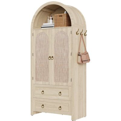 KAL'ANWEI Armoire de Rangement Haute Armoire en Bois Meuble de Rangement Conception avec Dessus Incurvé 2 Tiroirs 2 Portes Chêne Beige - Publicité KAL'ANWEI Armoire de Rangement Haute Armoire en Bois Meuble de Rangement Conception avec Dessus Incurvé 2 Tiroirs 2 Portes Chêne Beige - Publicité