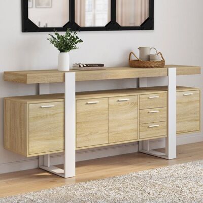 IDMARKET ID MARKET buffet PHOENIX 4 portes et 3 tiroirs 180 cm Loft bois et blanc Marron - Publicité IDMARKET ID MARKET buffet PHOENIX 4 portes et 3 tiroirs 180 cm Loft bois et blanc Marron - Publicité
