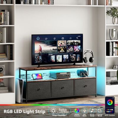 COZIFOME Meuble TV Noir Haut Brillant avec Eclairage LED 3 Tiroirs Compartiments Armoire TVRangement Pratique108x30x78cm Noir - Publicité COZIFOME Meuble TV Noir Haut Brillant avec Eclairage LED 3 Tiroirs Compartiments Armoire TVRangement Pratique108x30x78cm Noir - Publicité