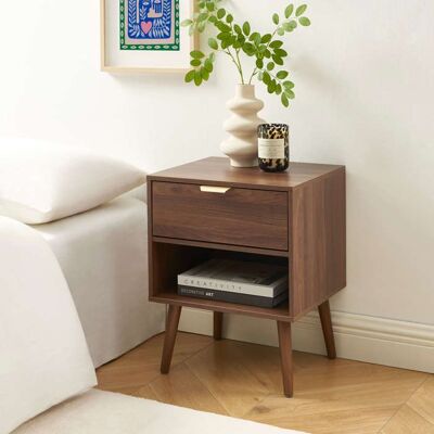 BAÏTA Lot de 2 tables de chevet JEANNE effet noyer - Bois Marron - Publicité BAÏTA Lot de 2 tables de chevet JEANNE effet noyer - Bois Marron - Publicité