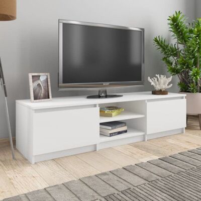 Meuble TV Blanc 140x40x355 cm Bois d ingénierie Blanc - Publicité Meuble TV Blanc 140x40x355 cm Bois d ingénierie Blanc - Publicité