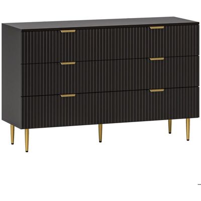 Commode 6 tiroirs - HOMCOM - moderne - poignées et pieds dorés - pour chambre à coucher et salon - 120 x 40 x 765 cm - noir Noir - Publicité Commode 6 tiroirs - HOMCOM - moderne - poignées et pieds dorés - pour chambre à coucher et salon - 120 x 40 x 765 cm - noir Noir - Publicité