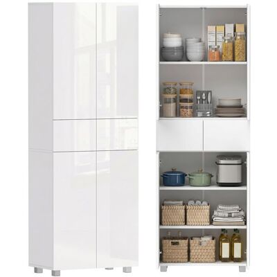 HOMCOM - Buffet - MDF - 60x35x170cm - Blanc laqué Blanc - Publicité HOMCOM - Buffet - MDF - 60x35x170cm - Blanc laqué Blanc - Publicité