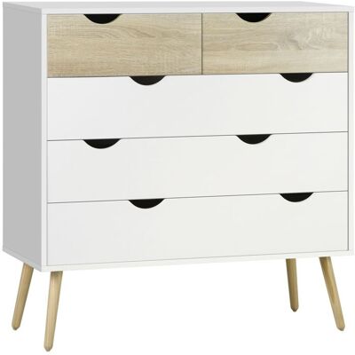 HOMCOM - Commode - Panneaux de particules - 99x39x101cm - blanc chêne Blanc - Publicité HOMCOM - Commode - Panneaux de particules - 99x39x101cm - blanc chêne Blanc - Publicité