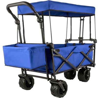VEVOR Chariot de Jardin Pliable avec 4Roulettes Chariot Pliable avec Toit Bleu Remorque de Transport Rangement Pratiques pour A24 - Publicité VEVOR Chariot de Jardin Pliable avec 4Roulettes Chariot Pliable avec Toit Bleu Remorque de Transport Rangement Pratiques pour A24 - Publicité