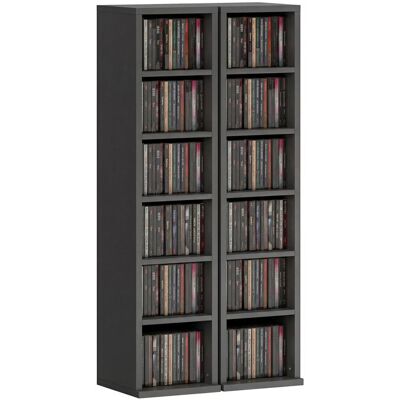 Armoire de rangement CD-DVD - HOMCOM - 6 + 6 compartiments - capacité max. 204 CD - 21 x 225 x 885 cm - noir Noir - Publicité Armoire de rangement CD-DVD - HOMCOM - 6 + 6 compartiments - capacité max. 204 CD - 21 x 225 x 885 cm - noir Noir - Publicité