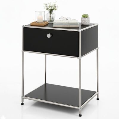 FLOORDIREKT Étagère métal chromé design épuré Concept Epuré MK-139 L50 × P40 × H65 cm Noir Noir - Publicité FLOORDIREKT Étagère métal chromé design épuré Concept Epuré MK-139 L50 × P40 × H65 cm Noir Noir - Publicité