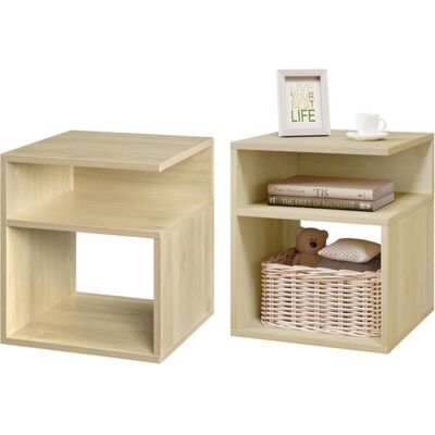 EUGAD Lot de 2 Chevet avec 2 Compartiments Ouverts - Table de Nuit en Bois - Design Simple - 35x35x41cm - Chêne Clair Jaune - Publicité EUGAD Lot de 2 Chevet avec 2 Compartiments Ouverts - Table de Nuit en Bois - Design Simple - 35x35x41cm - Chêne Clair Jaune - Publicité