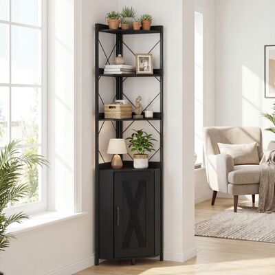 Bibliothèque dAngle 180CM COSTWAY Rangement à 5 Étagères Garde-Corps Anti-Chute Kits Anti-Basculement pour Salon Cuisine Noir Noir - Publicité Bibliothèque dAngle 180CM COSTWAY Rangement à 5 Étagères Garde-Corps Anti-Chute Kits Anti-Basculement pour Salon Cuisine Noir Noir - Publicité