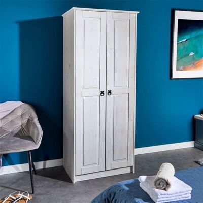Armoire Mexicaine en Pin Lasuré Blanc Idimex 2 Portes - Publicité Armoire Mexicaine en Pin Lasuré Blanc Idimex 2 Portes - Publicité
