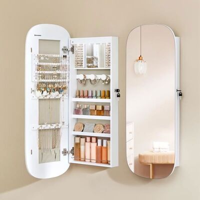 Armoire à Bijoux - SONGMICS - Miroir Mural avec LED et Serrure - Surface Blanche et Doublure Grise Beige Blanc - Publicité Armoire à Bijoux - SONGMICS - Miroir Mural avec LED et Serrure - Surface Blanche et Doublure Grise Beige Blanc - Publicité