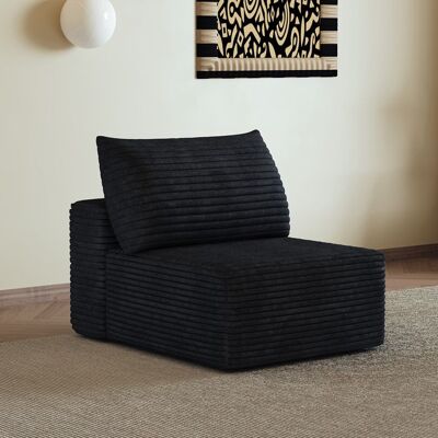 OEM Fauteuil 1 place modulaire en velours côtelé noir 70 x 95 x 83 cm Noir - Publicité OEM Fauteuil 1 place modulaire en velours côtelé noir 70 x 95 x 83 cm Noir - Publicité