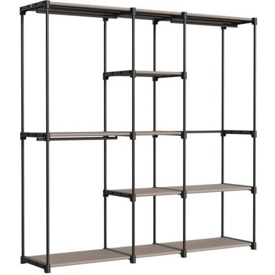SONGMICS Armoire de Chambre Pliable Armoire Métallique avec Barres de Suspension Porte-vêtements 182 x 43 x 182 cm Taupe Noir - Publicité SONGMICS Armoire de Chambre Pliable Armoire Métallique avec Barres de Suspension Porte-vêtements 182 x 43 x 182 cm Taupe Noir - Publicité