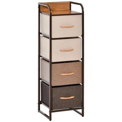 Commode - HOMCOM - 5 tiroirs en tissu pliant structure acier noir mobilier chambre - acier - 45x30x116cm - beige Marron - Publicité Commode - HOMCOM - 5 tiroirs en tissu pliant structure acier noir mobilier chambre - acier - 45x30x116cm - beige Marron - Publicité