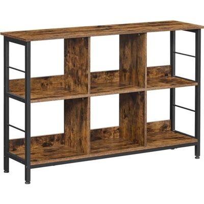 Meuble TV VASAGLE - Étagère 6 Compartiments - Style Industriel - Marron rustique noir - 120 x 33 x 80 cm Marron - Publicité Meuble TV VASAGLE - Étagère 6 Compartiments - Style Industriel - Marron rustique noir - 120 x 33 x 80 cm Marron - Publicité