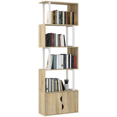 Bibliothèque - HOMCOM - 5 niveaux - étagères et placard double porte - panneau de particules - 60 x 238 x 1792 cm - bois naturel Beige - Publicité Bibliothèque - HOMCOM - 5 niveaux - étagères et placard double porte - panneau de particules - 60 x 238 x 1792 cm - bois naturel Beige - Publicité
