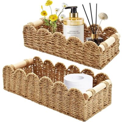 Panier de rangement en osier - DOK - 2 pièces - Tressé - Poignées en bois - 35x155x10 cm - 30x125x75 cm - Publicité Panier de rangement en osier - DOK - 2 pièces - Tressé - Poignées en bois - 35x155x10 cm - 30x125x75 cm - Publicité