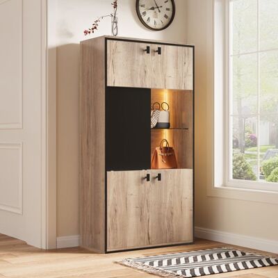 LEMONBEST Meuble de Rangement Moderne en Bois 778x36x150 cm avec Éclairage LED 4 Portes Étagères Verre Ouvertes - pour Chambre Salon Bureau Marron - Publicité LEMONBEST Meuble de Rangement Moderne en Bois 778x36x150 cm avec Éclairage LED 4 Portes Étagères Verre Ouvertes - pour Chambre Salon Bureau Marron - Publicité