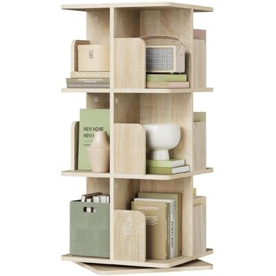 Bibliothèque tournante - Chêne Clair - EUGAD - 3 niveaux - 12 compartiments - Plateau tournant 360° Beige - Publicité Bibliothèque tournante - Chêne Clair - EUGAD - 3 niveaux - 12 compartiments - Plateau tournant 360° Beige - Publicité