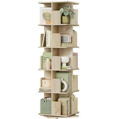 Bibliothèque tournante - Chêne Clair - EUGAD - 5 niveaux - 40 x 40 x 155 cm - 20 compartiments - Rotation 360° Blanc - Publicité Bibliothèque tournante - Chêne Clair - EUGAD - 5 niveaux - 40 x 40 x 155 cm - 20 compartiments - Rotation 360° Blanc - Publicité