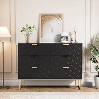 GOOBUY Commode avec 6 Tiroirs 100cm Meuble de Rangement Motif de Lignes Style Scandinave Elégant 100x34x735cm Noir Noir - Publicité GOOBUY Commode avec 6 Tiroirs 100cm Meuble de Rangement Motif de Lignes Style Scandinave Elégant 100x34x735cm Noir Noir - Publicité