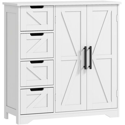 Meuble de salle de bain - HOMCOM - 4 tiroirs 1 placard étagère réglable - pour salon salle à manger - 812 x 30 x 838 cm - blanc Blanc - Publicité Meuble de salle de bain - HOMCOM - 4 tiroirs 1 placard étagère réglable - pour salon salle à manger - 812 x 30 x 838 cm - blanc Blanc - Publicité
