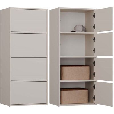 CDF ALMA - Commode haute de rangement 4 portes avec ouverture tip-on - Beige cachemire Beige - Publicité CDF ALMA - Commode haute de rangement 4 portes avec ouverture tip-on - Beige cachemire Beige - Publicité