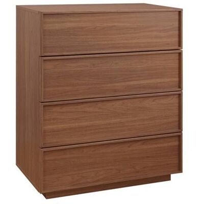 SWEEEK Commode de rangement effet bois noyer 4 tiroirs L 80 x P 43 x H 98.5cm - Kuba Noir - Publicité SWEEEK Commode de rangement effet bois noyer 4 tiroirs L 80 x P 43 x H 98.5cm - Kuba Noir - Publicité