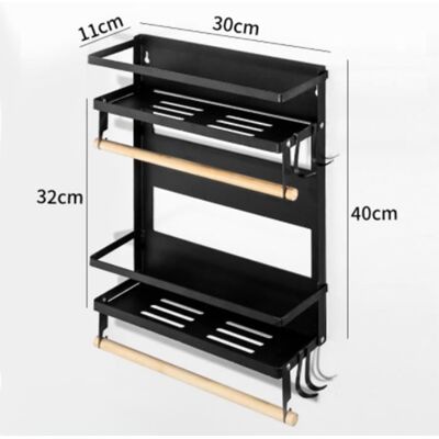 Étagère de rangement de cuisine murale noire - GOLDCMN - 40*30*11CM - Contemporain - Design - Mat Blanc - Publicité Étagère de rangement de cuisine murale noire - GOLDCMN - 40*30*11CM - Contemporain - Design - Mat Blanc - Publicité