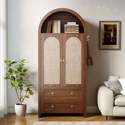 VILUXE Buffet Haut 80 x 40 x 180 cm Vintage 2 Portes 2 TiroirsArmoire de Rangement Effet Cannage Salon et cuisineNoyer Marron - Publicité VILUXE Buffet Haut 80 x 40 x 180 cm Vintage 2 Portes 2 TiroirsArmoire de Rangement Effet Cannage Salon et cuisineNoyer Marron - Publicité