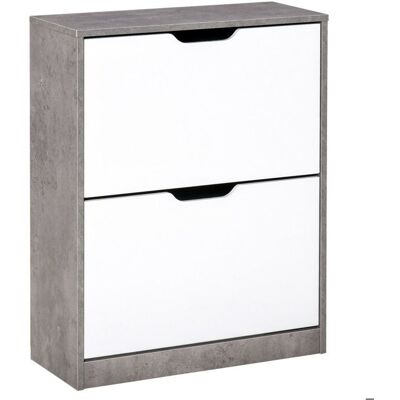 HOMCOM - Meuble à chaussures - Panneaux de particules - 62.5x26x81cm - gris et blanc Gris - Publicité HOMCOM - Meuble à chaussures - Panneaux de particules - 62.5x26x81cm - gris et blanc Gris - Publicité